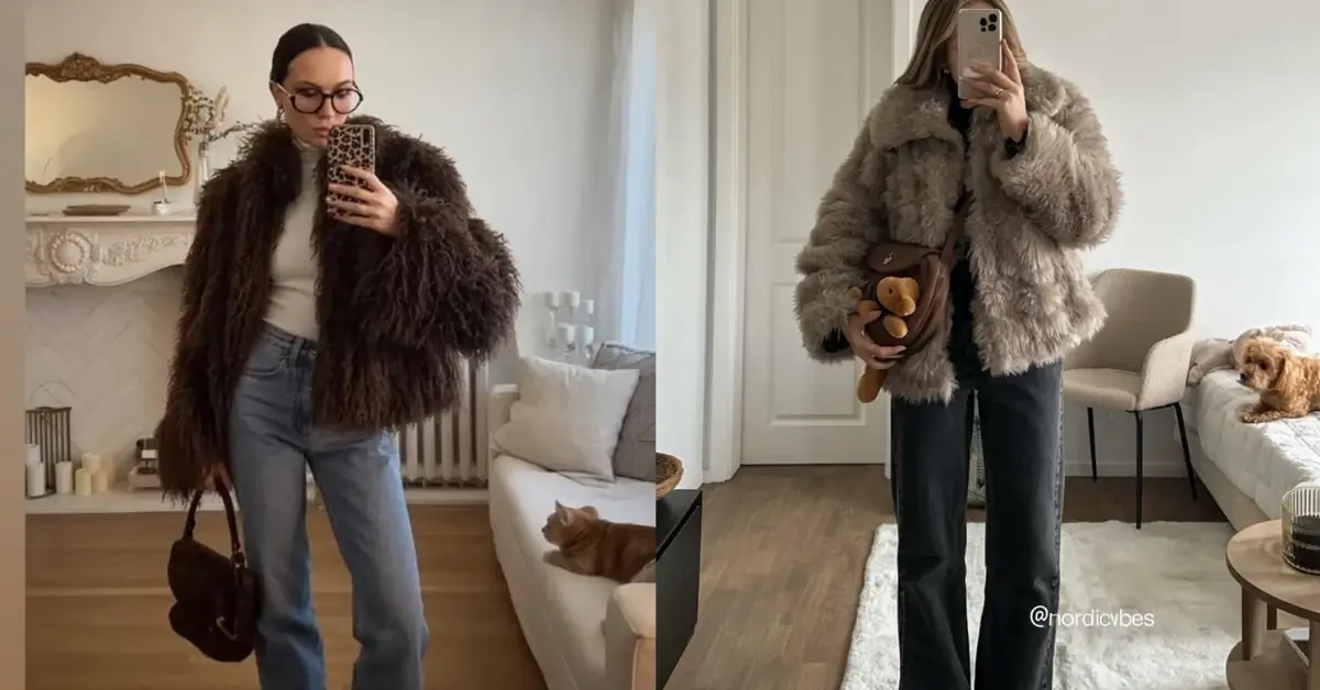 faux fur jacket outfit