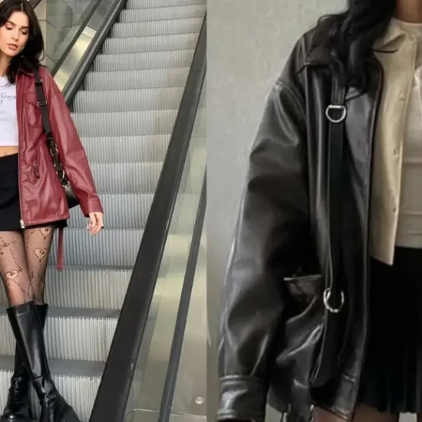 oversized leather jacket outfits