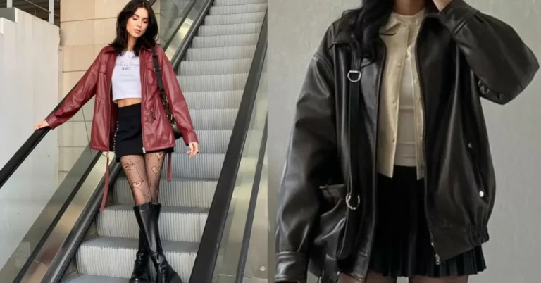 oversized leather jacket outfits