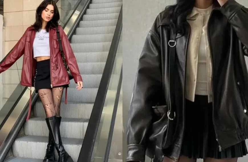 oversized leather jacket outfits