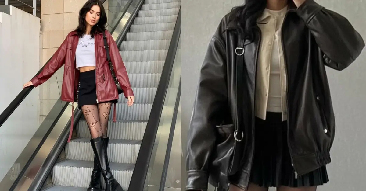 oversized leather jacket outfits