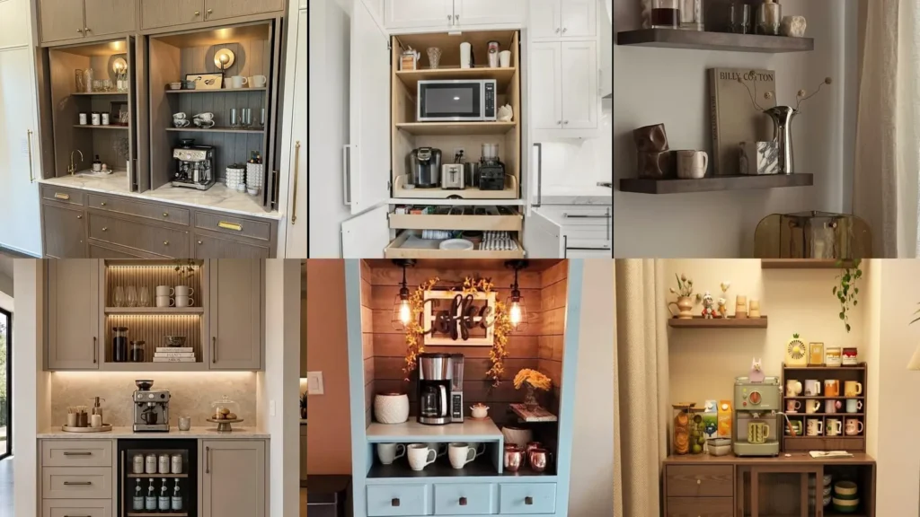 20 Coffee Station Cabinet Ideas With Pretty Shelves and Clever Storage