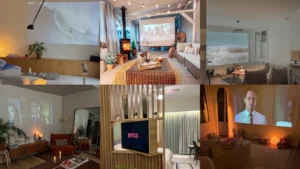 20 Living Room Projector Screen Ideas and Movie-Night Setups